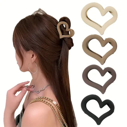 Premium Matte Heart-Shaped Hair Claw Clip –  Aesthetic Korean Style Hair Clutcher for Women